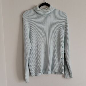 Jones Wear Sport Light Blue Knit Cable Turtle Neck Sweater